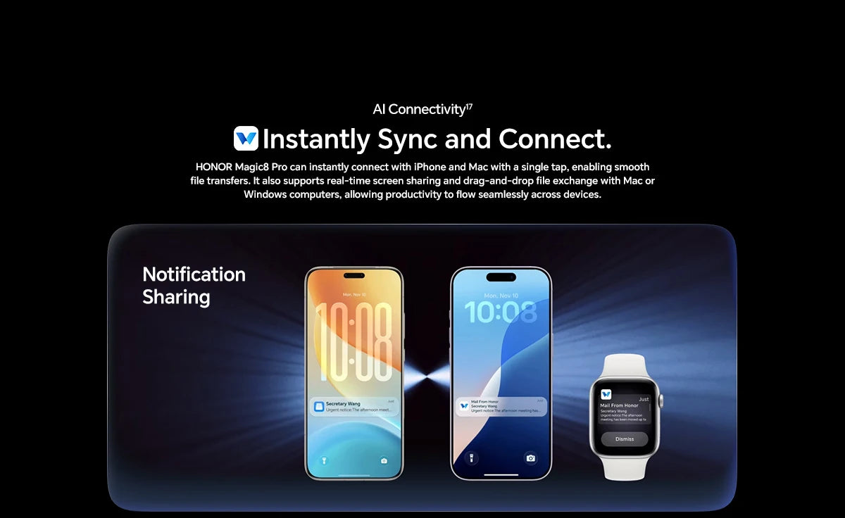Global Version HONOR Magic8 Pro 5G 12GB+512GB 6.71'' 120Hz OLED Display 200MP Cameras 7100mAh 100W SuperCharge