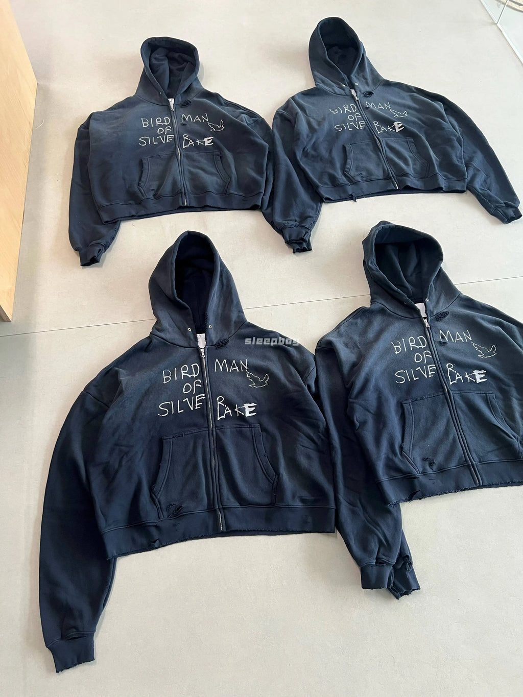 Paly Hollywood 25ss Birdman Medal Rhinestone Zipper Old Damaged Hoodie Jacket