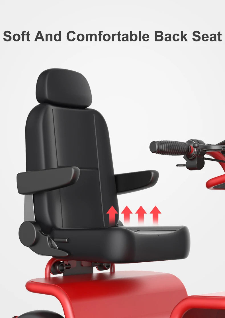 Travel Sunshade 4 Wheels 48V 1000W Wide Seat Reverse Gear Mobility Disabled Handicapped Elderly Electric Scooter For Seniors