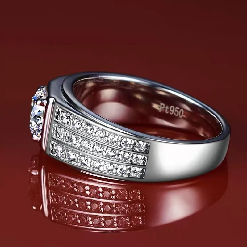 Platinum 950 Diamond 1ct CVD HPHT DEF Color VS-VVS Lab Grown Diamond Engagement Wedding Men Rings Annivery Gift With IGI