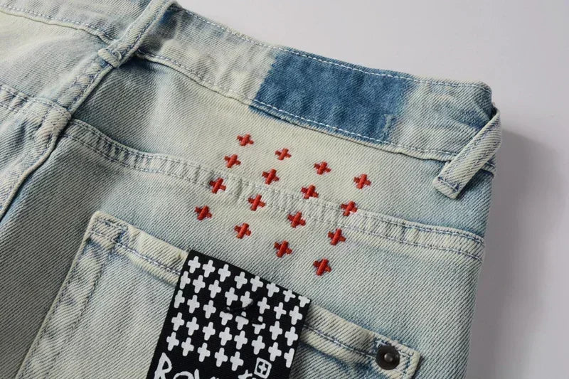 2025 KSUBI Men Personality Multi-style Low Rise Elastic Skinny Denim Pants American Style Ripped Trousers Jeans