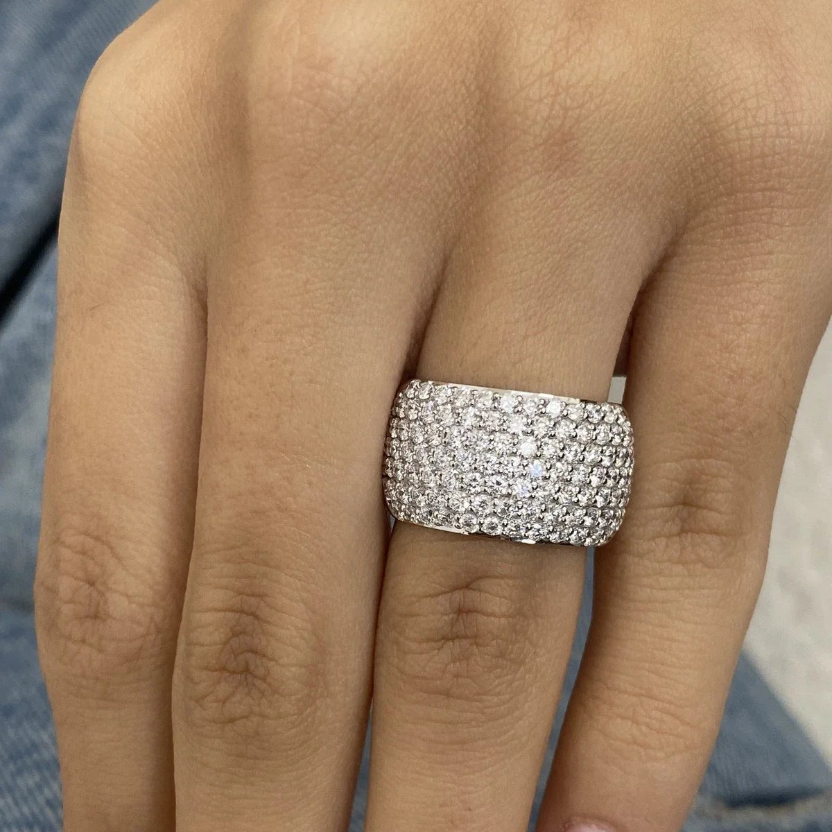 Platinum 950 Dome Ring Round Lab Grown Diamond Micropave Set DEF VS-VVS 1.9CTW Men Wedding Band High Quality Jewelry