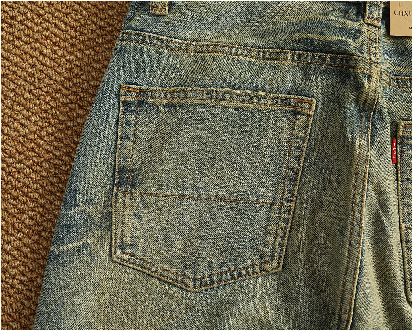 2025 Autumn New American Retro Heavyweight Ripped Denim Men's Fashion 100% Cotton Washed Old Straight Tapered Casual Jeans