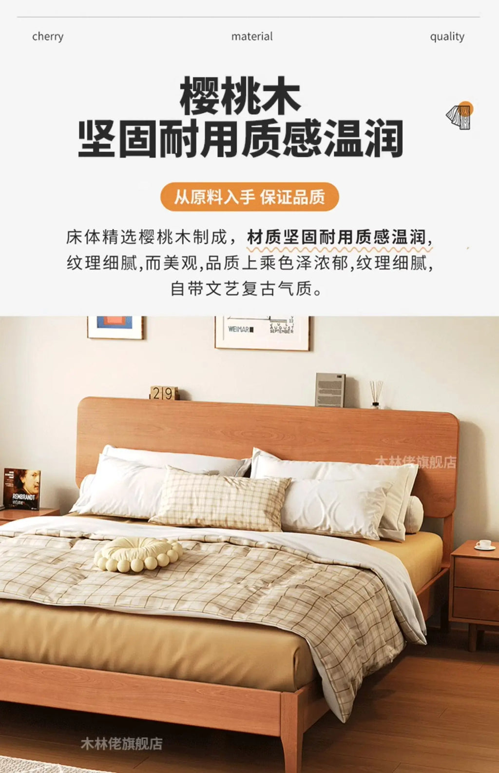 Elegant Modern Bed Frame Simple Wood European Nightstands Queen Bed Frame Twin Full Size Cama Moderno Lujo Home Furniture