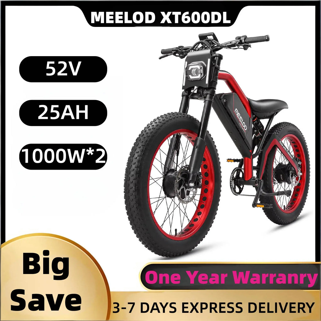 MEELOD XT600DL  adult E-bike 1000W*2 52V25Ah battery commute Electric Bike,26-inch Fat Tire E-Mountain bike