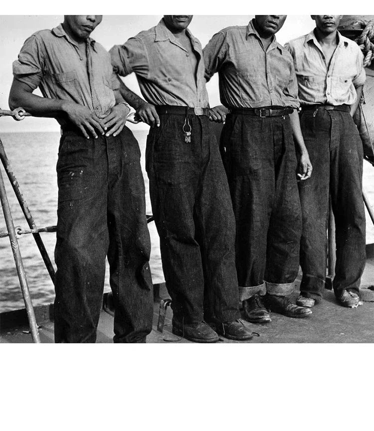 Rugged Bronson 40s USN Selvedge Denim Work Pants High Waist Wide Leg Men's Jeans