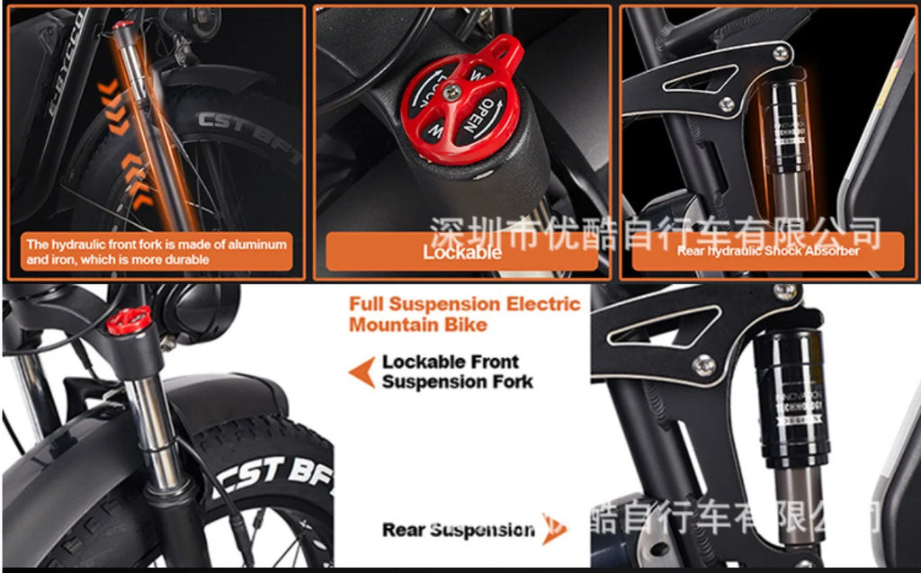 E-Bike E8Pro electric bicycle 3000W for adults 52V 23AH mountain cycle battery Ebike 26inch large tires with dual engine basket