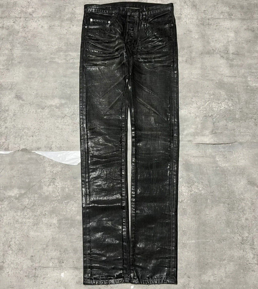 HKSH Autumn New Men Tide Dark Vintage Stylish Damage Waxed Denim Pants Handmade Hole High Street Jeans Straight Chic Ins HK17722