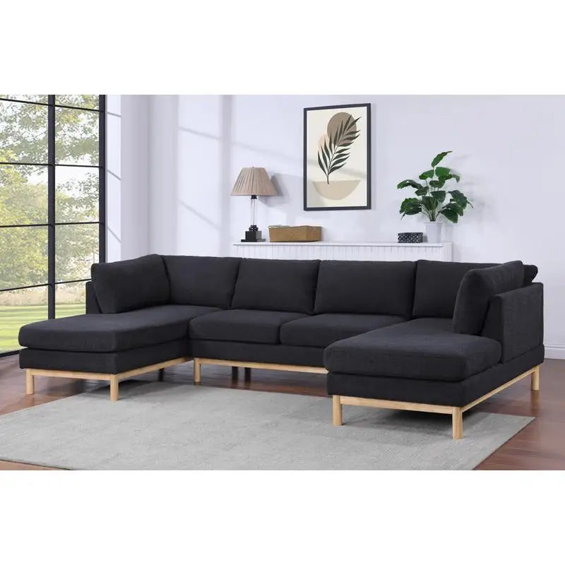 U-Shape Double Chaise Wide 124 Inch Sectional Sofa