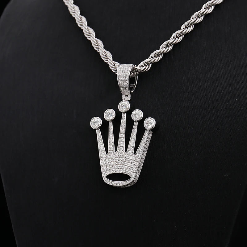Provence custom hip hop jewelry 925 silver crown pendant iced out lab diamond pendant men women party birthday Anniversary gift