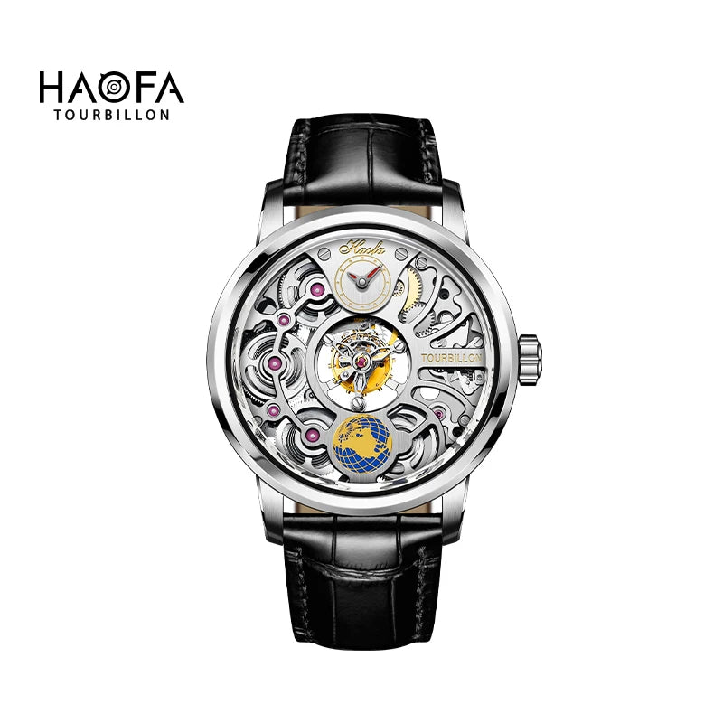 Haofa Center Tourbillon Movement Men Watches Skeleton Flying Tourbillon Mechanical Luxury watches for man  Sapphire