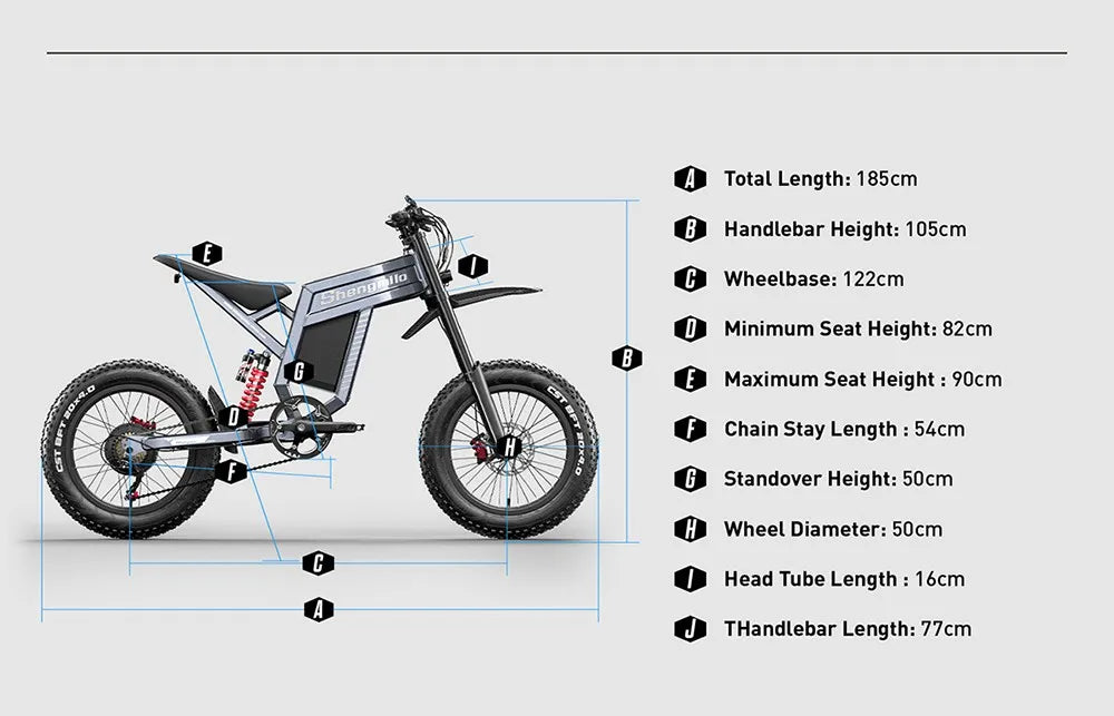 Powerful 20" Fat Tire E-Bike 1500W 60V 40MPH Electric MountainBike for Adventure
