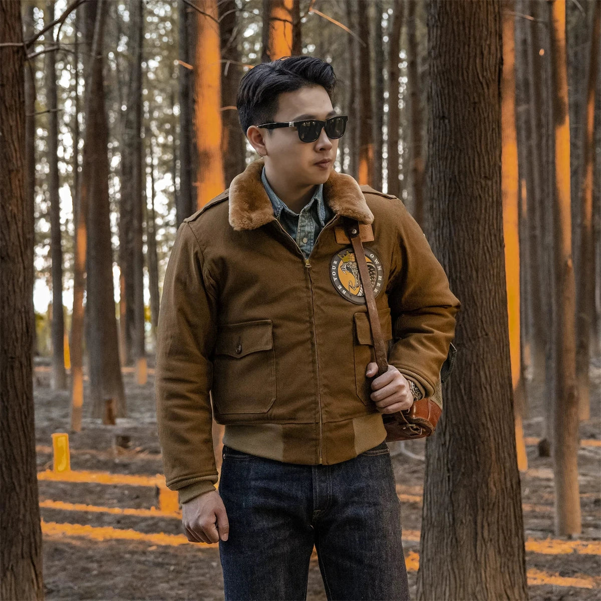 Red Tornado Type B-10 Bomber Flight Jacket With Patches Winter Mens Cropped Coat