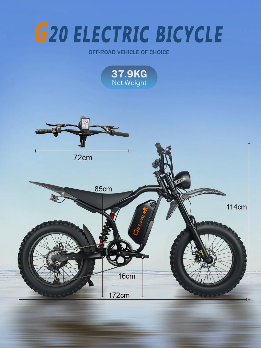 20" Electric Mountain Bike 3000W 48V 20AH Fat Tire E-Bike 45MPH for Adults