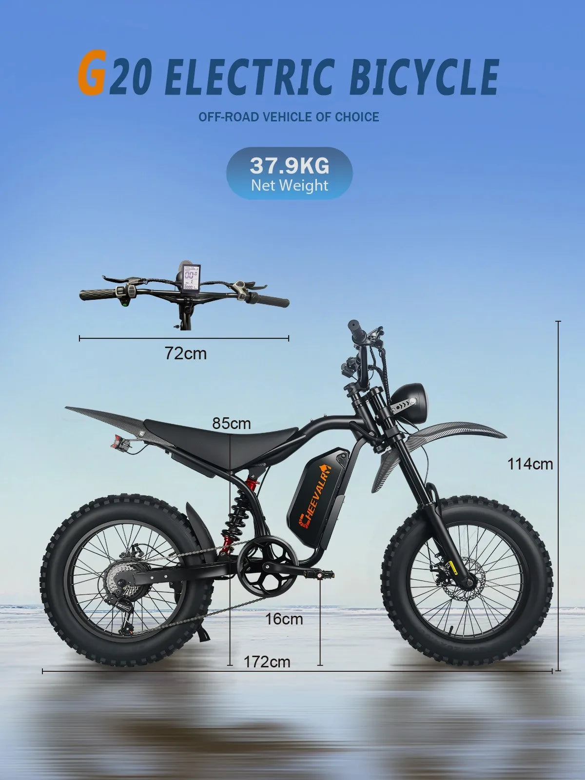 20" Electric Mountain Bike 3000W 48V 20AH Fat Tire E-Bike 45MPH for Adults