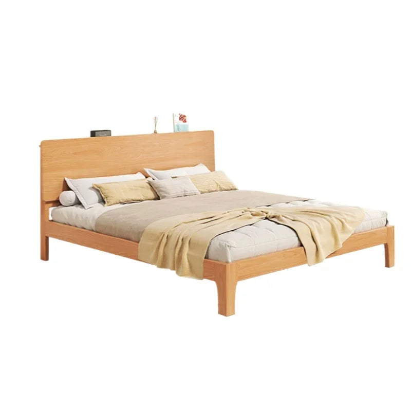 Elegant Storage Double Bed Frame Wood Platform Modern Twin Queen Bed Frame Full Size Nightstands Cama Moderno Lujo Furniture