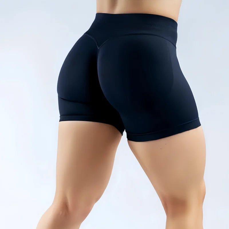 HISTELLO Impact Sports Shorts Low Ribbed Band Scrunch Butt Women Yoga Gym Tights Pilates Seamless Pants Workout Running Leggings