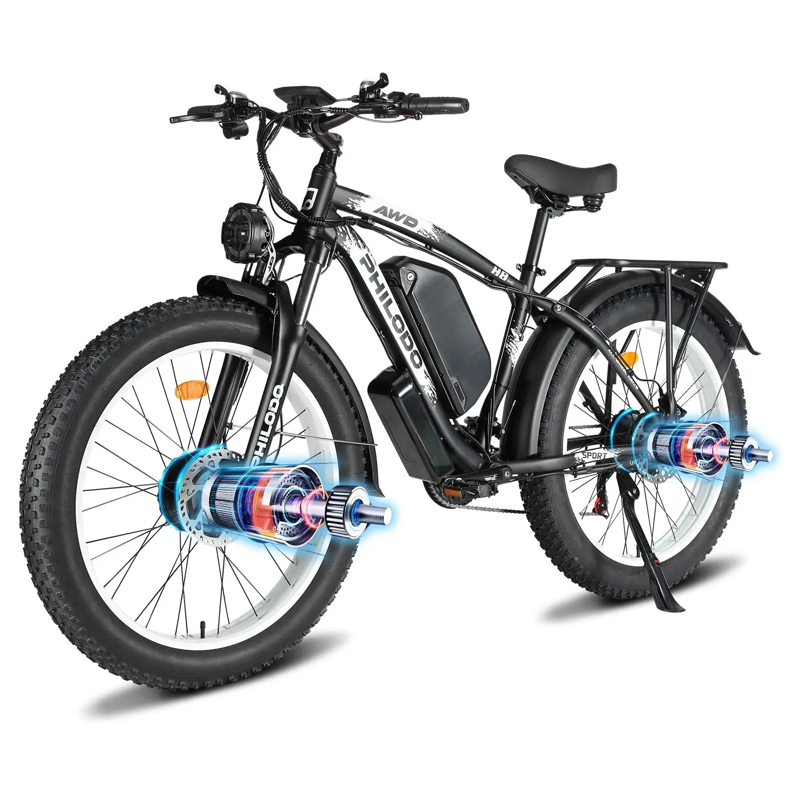 5000w Dual Motor Electric Bicycles, 60V Battery E-Bike with 45 MiIe P-Hour Electric Bike for Adults, 26 Fat Tire Hunting Ebike f