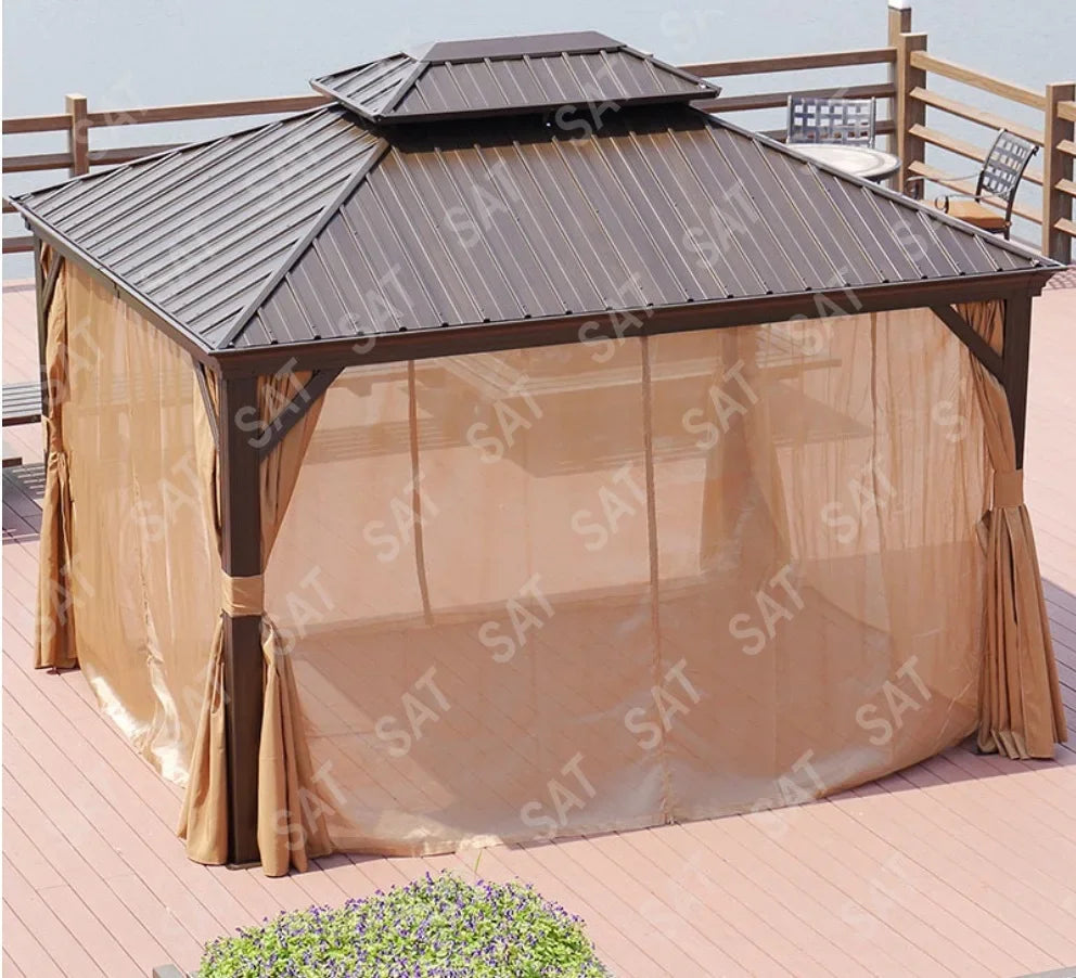 -Customize 3x3 10x12 16x20 Hardtop Metal Waterproof Garden Outdoor Modern Iron Wooden Aluminum Patio Gazebo for Sale