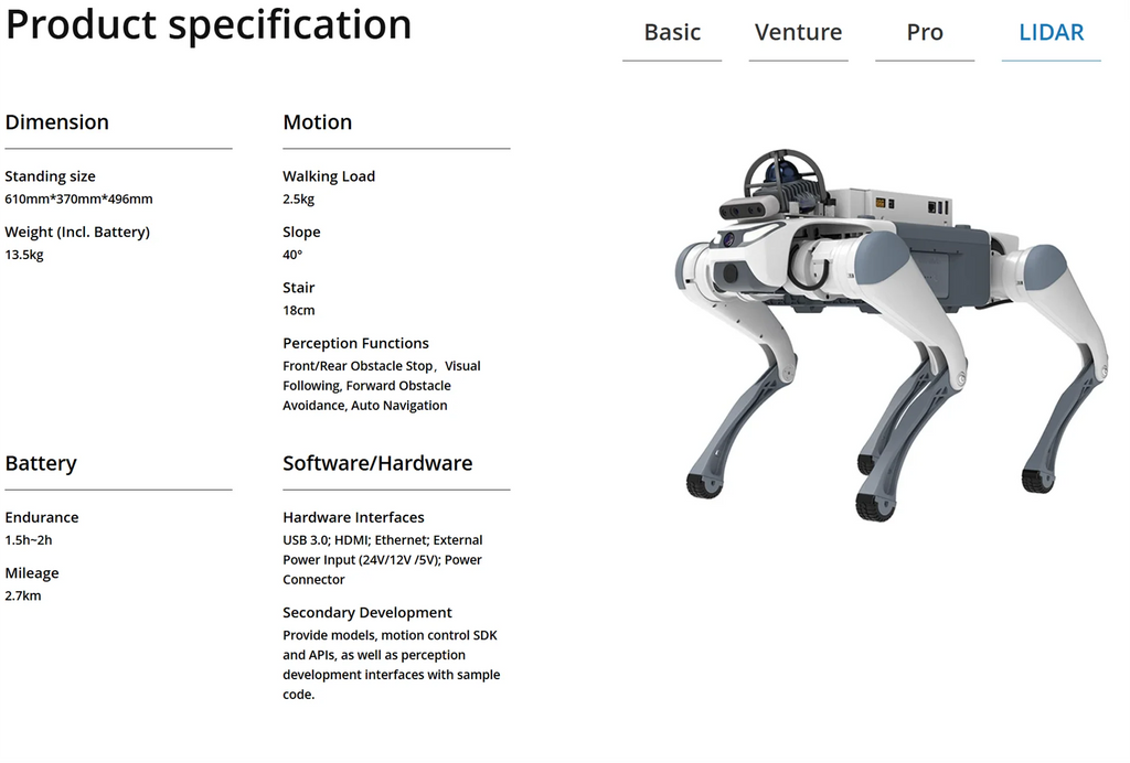 DEEPRobotics Jueying Lite3 Intelligent quadruped bionic robot, electronic robot dog