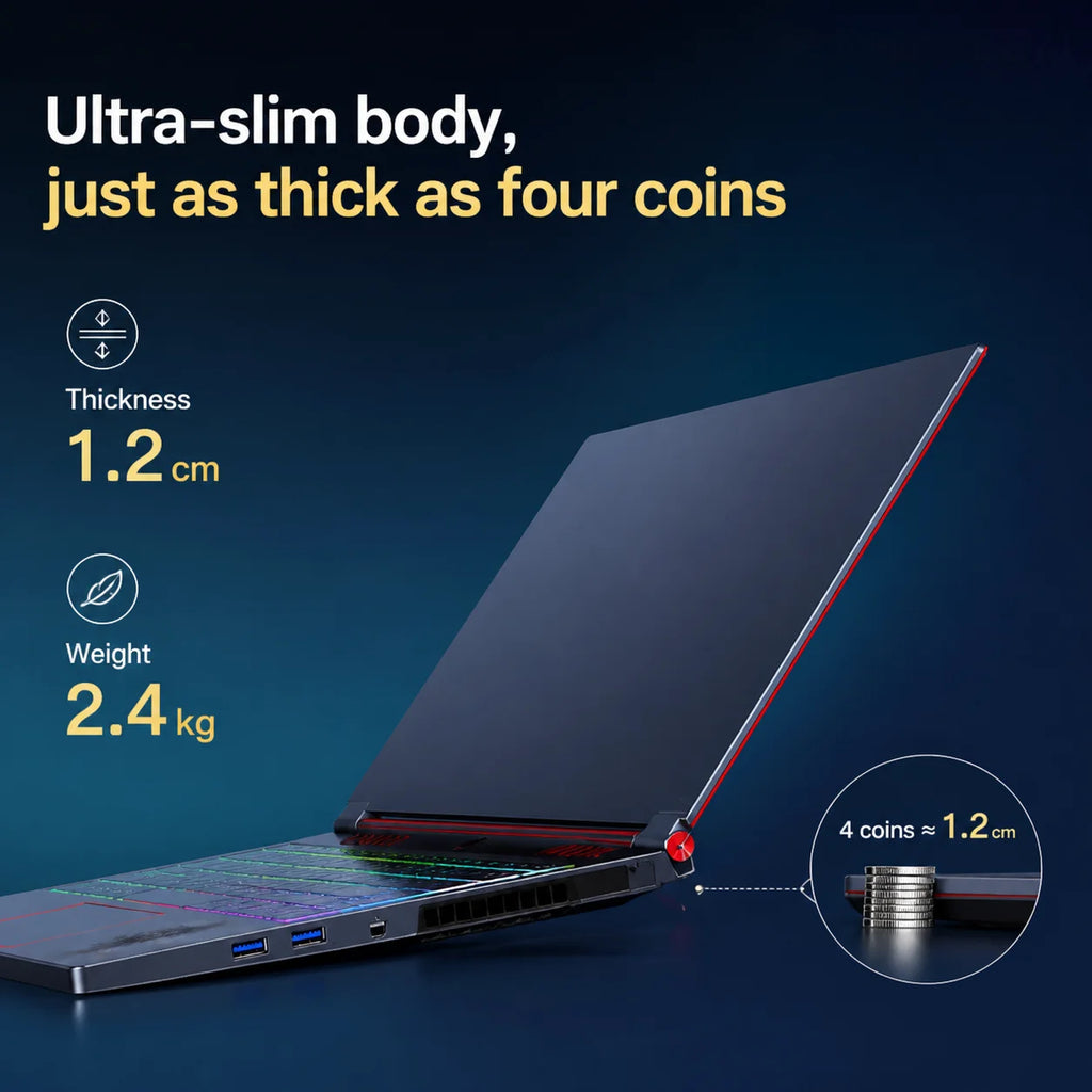 Oushedi Gaming Laptop Computer Intel Core i9-13900H NVIDIA RTX 4050 6G 16 Inch IPS 2*DDR5 MAX 64GB 2*M.2 PCIE SSD WIFI Windows11