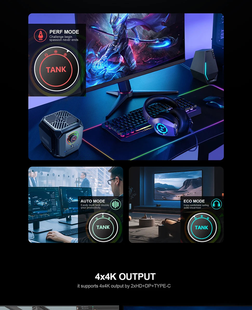 Chatreey TANK Mini PC Intel Core i9 12900H i9 13900HK With Nvidia 4060 8G Gaming Desktop Computer PCIE 4.0 Wifi 6 BT5.0