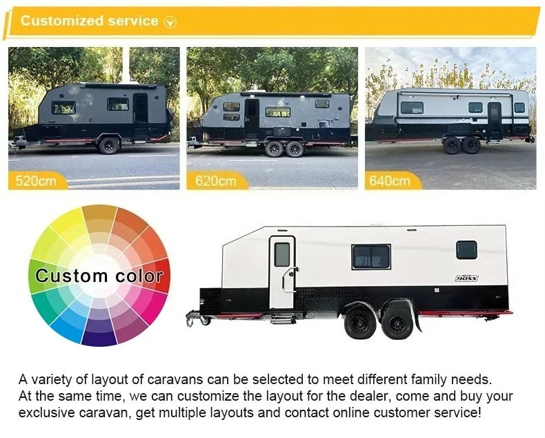 Customized Off Road Small Family Camping Caravan RV Camper Trailer With Toilet Reliable For Outdoor Camping Trips