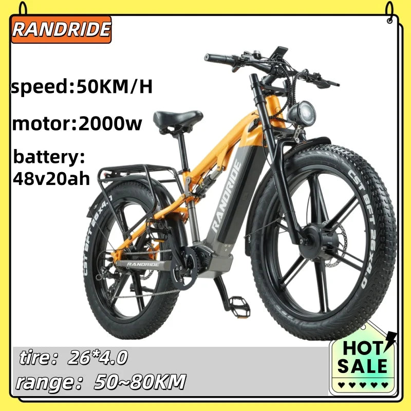 YX80 Electric Bicycle 2000w motor 48v20ah battery Hydraulic brake 50km/h 20 inch tire E-bike mountain off-road Electric bike