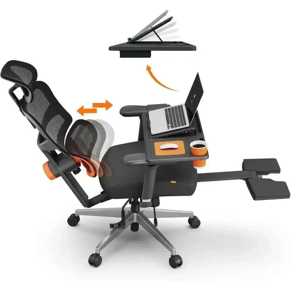 JB Office Chair, Auto Following Lumbar Support High Back Desk Chair With Laptop Desk Table, Seat Depth And Height Adjustable, Ch