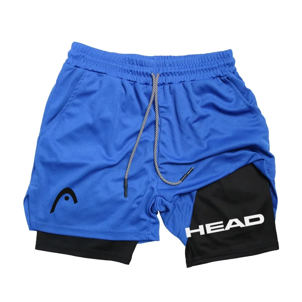 Anime Berserk Head Running Shorts Men Fitness Gym Training 2 in 1 Sports Quick Dry Workout Jogging Double Deck Summer