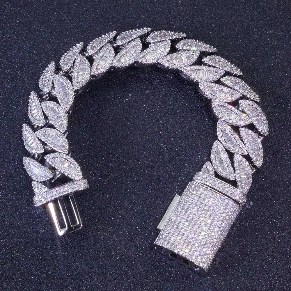Fine Style 20mm 3 Row 925 Solid Silver Heavy Moissanite Necklace Iced Out Hip Hop Jewelry VVS Best Quality Cuban Link Chain