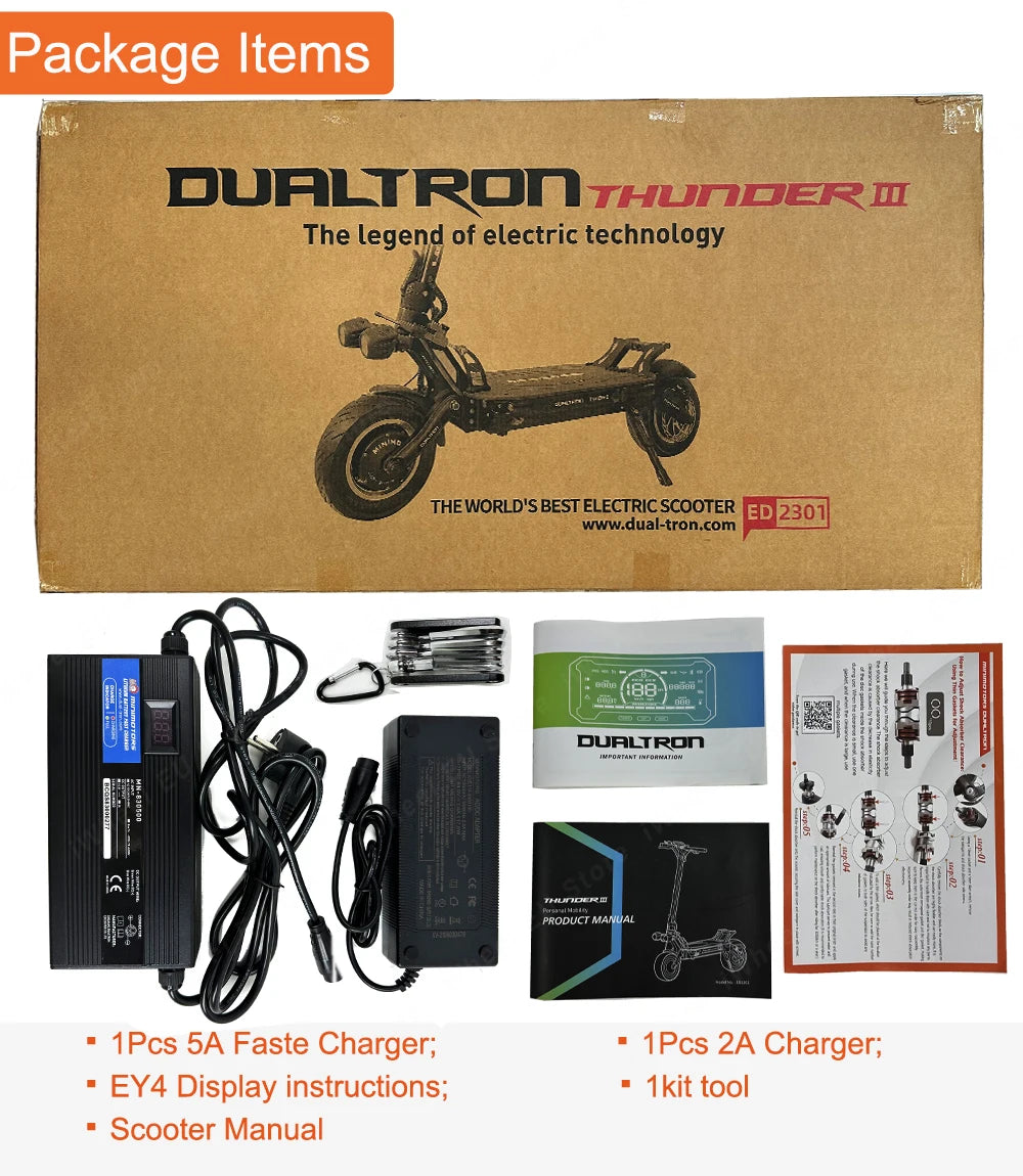 Dulatron Thunder III 72V 40Ah Battery 2*2500W Motor Peak Power 11000W NUTT 4-Piston Brake Dualtron Electric Scooter