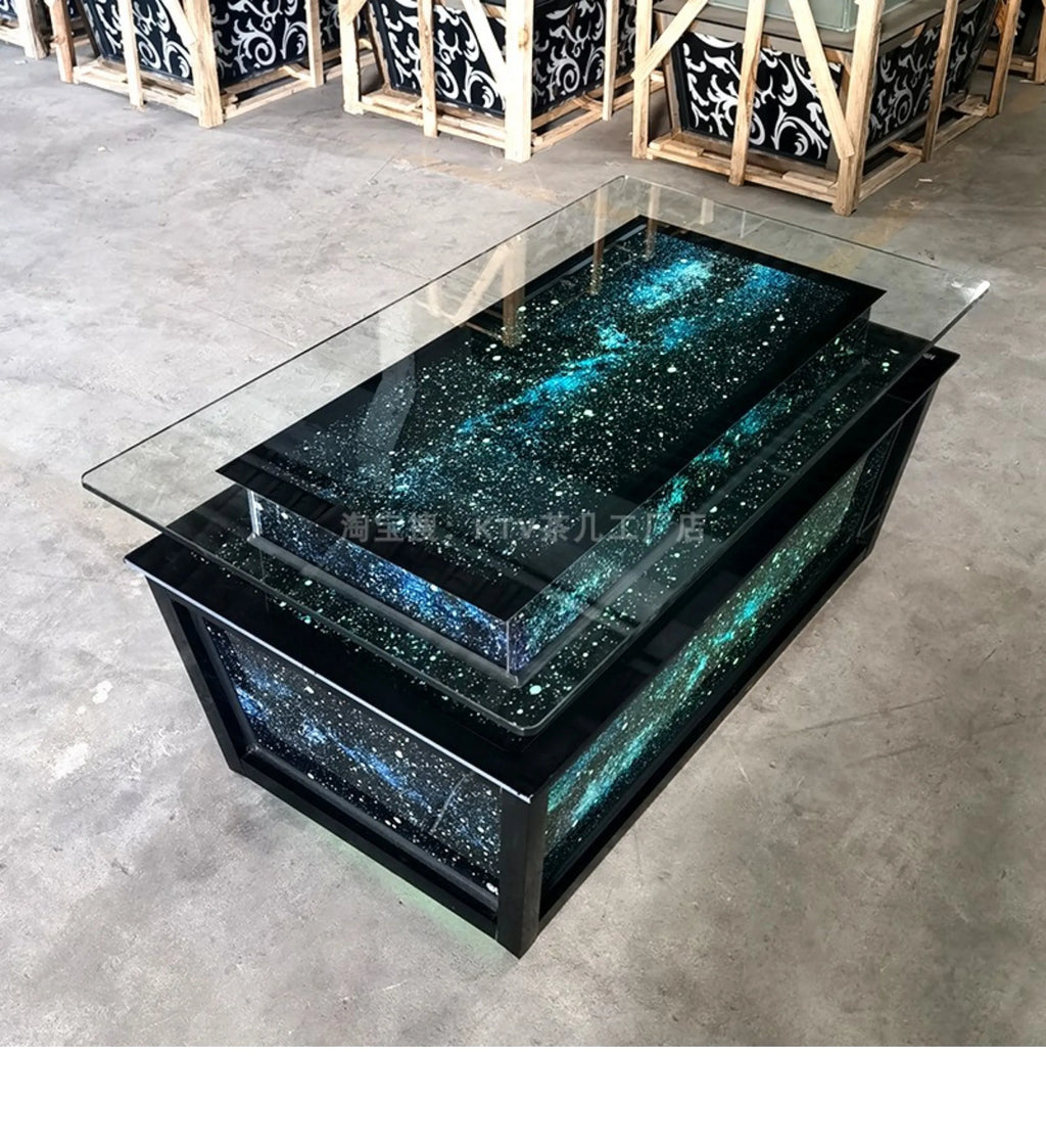 Luminous Tempered Glass Coffee Table Custom Color Size Coffee Table Display Design salon Wohnzimmer Tisch Home Accessories