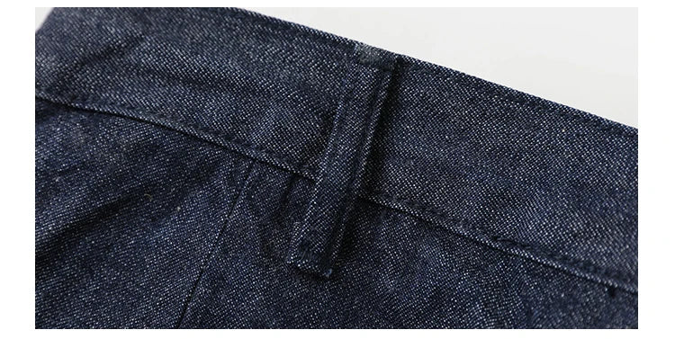 Rugged Bronson Workwear Pants Bronson USN Dungaree Clamp Denim Wide Leg Straight Cut Jeans Original Color Unisex Long Trousers