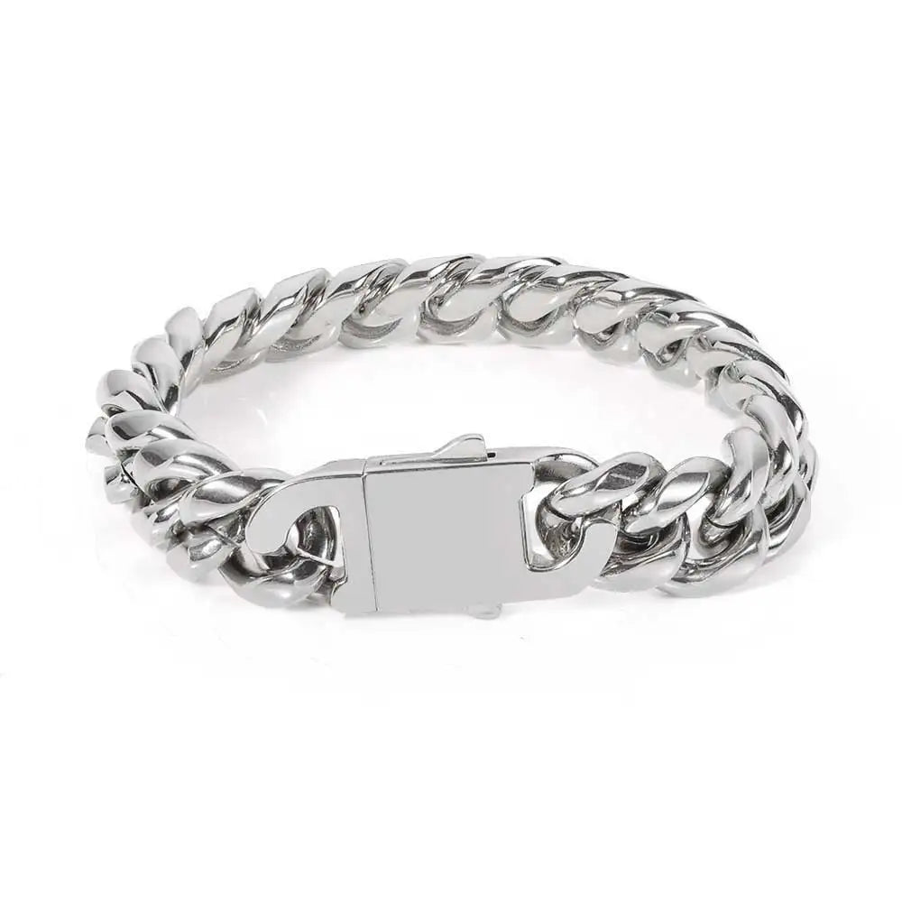 8-16mm 316L Stainless Steel Hip Hop Jewelry Curb Miami Cuban Link Chain Necklace Bracelet Gift for Men Women