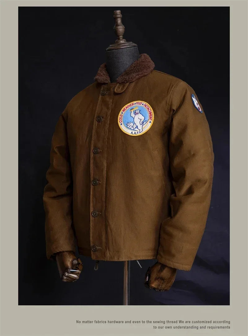 N-1 Red Tornado Naval Deck Jacket Jungle Cloth Shell Alpaca Lined Coat Men Vintage Workwear 2026ss design