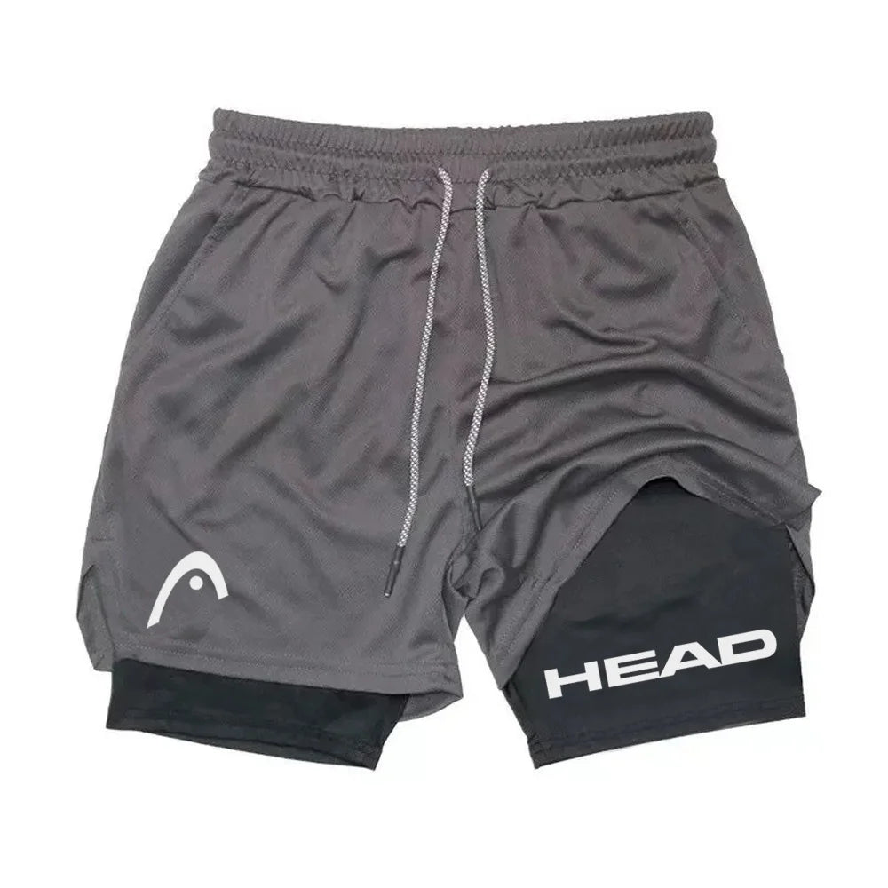 Anime Berserk Head Running Shorts Men Fitness Gym Training 2 in 1 Sports Quick Dry Workout Jogging Double Deck Summer