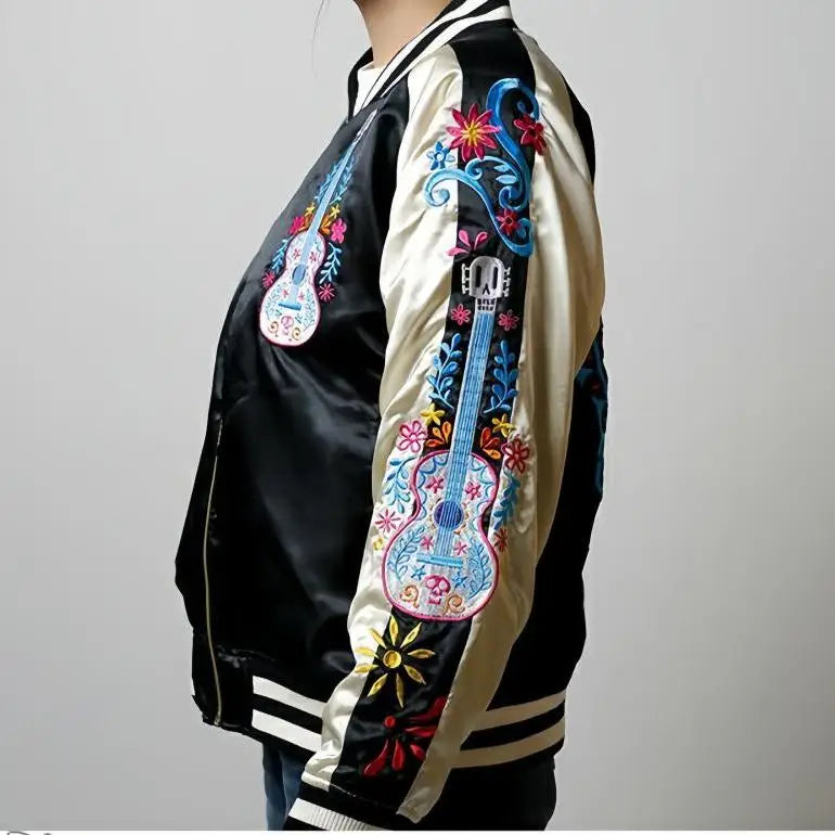 Premium Sukajan Hamahiga Full Embroidery Patchwork Jacket Outerwear Color Block Youth Trend Standard Fit Long Sleeve Zipper C...