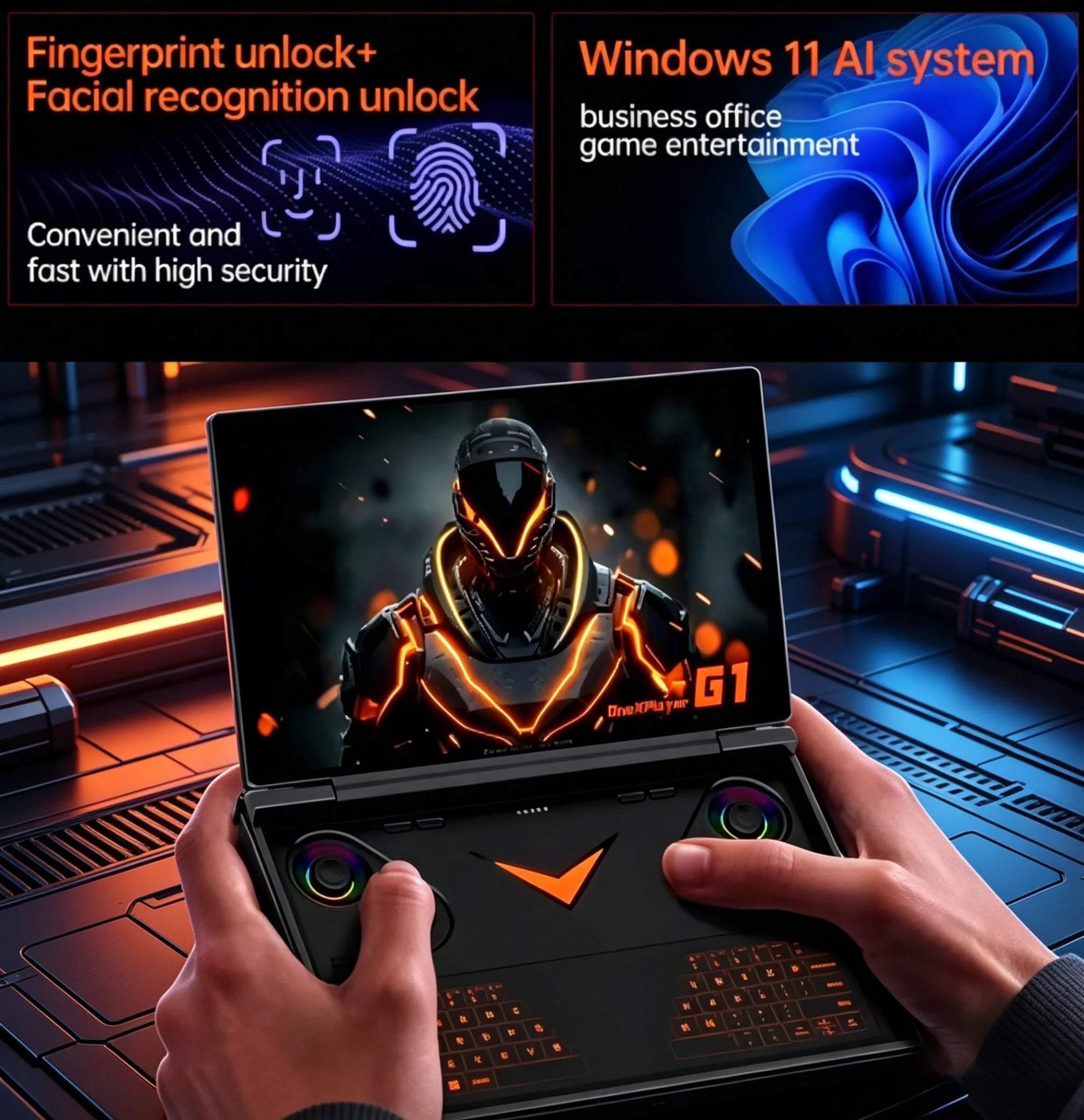 OneXPlayer G1 8.8" AMD Ryzen AI 9 HX 370 Handheld Gaming Console 2-in-1 Laptop Portable UMPC with Magnetic Keyboard