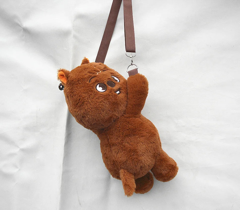 K-POP Beige Dog Plush Kawaii SKZOO Stuffed Animals Doll, Crossbody Bag for Girls Kids Fans Birthday Present