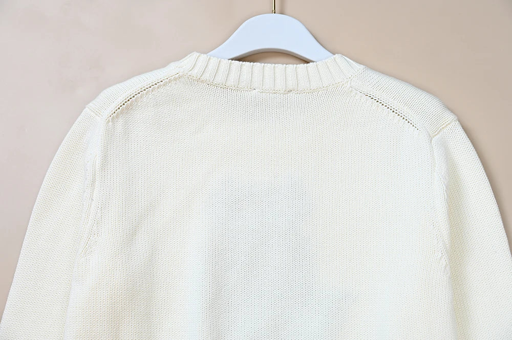 Autumn Winter Unisex Cotton Knitted Long Sleeve round Neck Sweater Cartoon Pattern All-Match Hoodie Comfortable Breathable