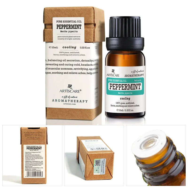 ARTISCARE 100% Peppermint Pure Essential Oil 10ml Deep Clean Pores and Black Head Cleansing Skin Relieve Tired and Headache