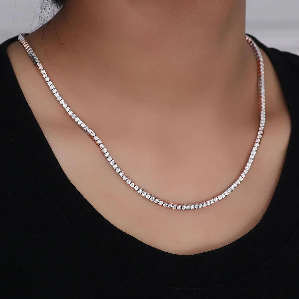 Provence Luxury Tennis Necklace 20In Rose White Gold DEF/VS Lab Diamonds Hip Hop Choker Punk Party jewelry Women Men Custom