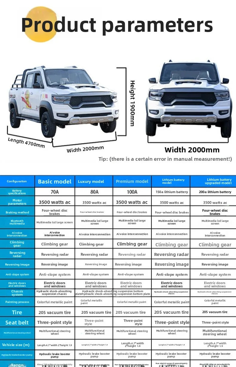 Electric Pickup Truck for Household Use Four-Wheeler Dual-Power Oil and Electric New Energy Vehicle Double-Row Off-Road Cargo