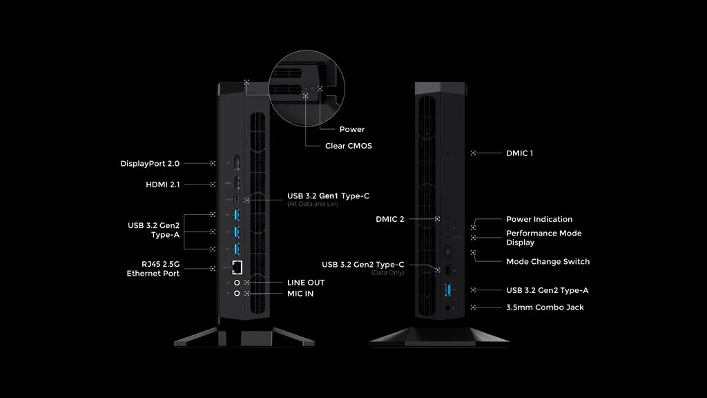 Fashion AtomMan G7 PT Gaming Desktop Computer AMD Ryzen 9 7945HX AMD Radeo RX7600M XT DDR5 Minisforum Dedictate Office Mini PC
