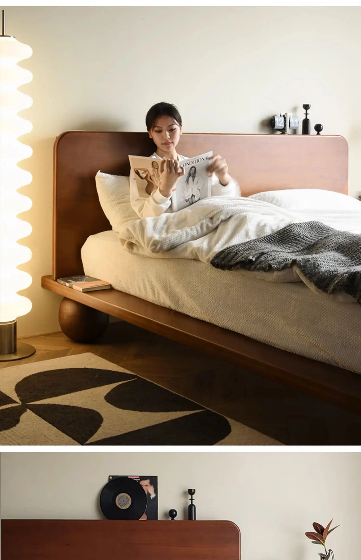 European Headboard Bed Frame Double Wood Elegant Nightstands Twin Bed Frame Queen Size Full Cama Moderno Lujo Home Furniture