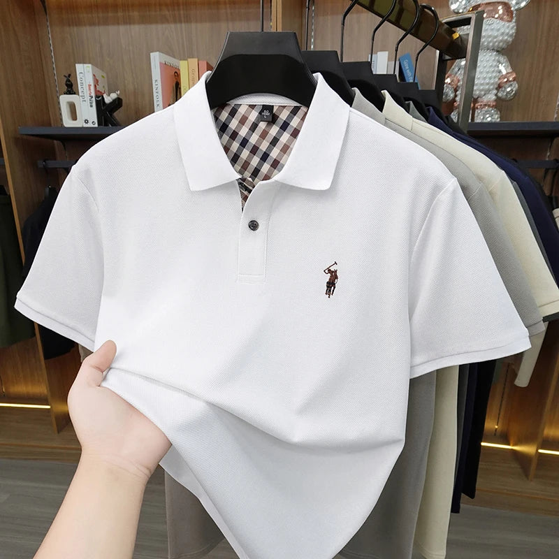 Designer luxury brand short sleeve polo shirt men summer trend striped hot selling Paul embroidery business casual golf T-shirt