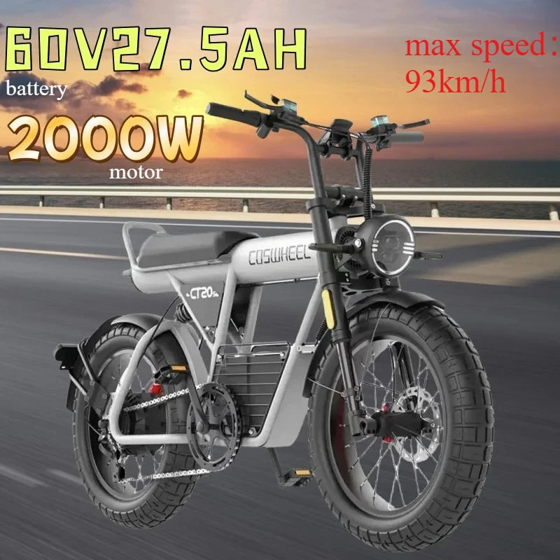 Coswheel CT20S Electric Bicycle 2000W motor 60V 27.5AH battery 90km/h E-bike 20 inch tire mountain off-road adult Electric bike
