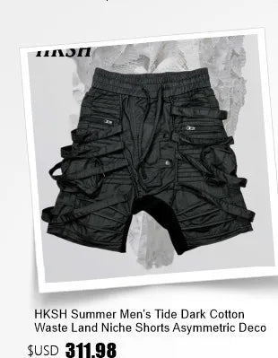 HKSH Men New RO High Street Double Line Zipper Cotton Jeans Casual Long Denim Flare Pants Personalized Streetwear Fashion HK3908