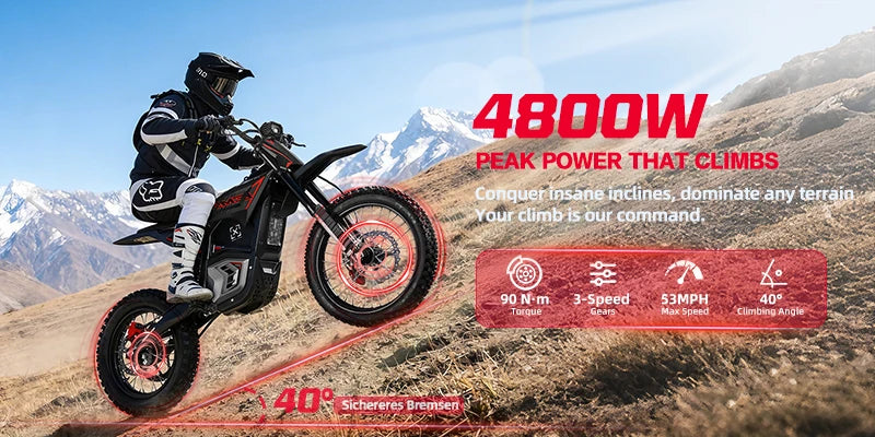 EM5 PRO 4000W Geared Motor Off-Road 60V Electric Dirt Bike All Terrain Ebike Electric Motorcycle